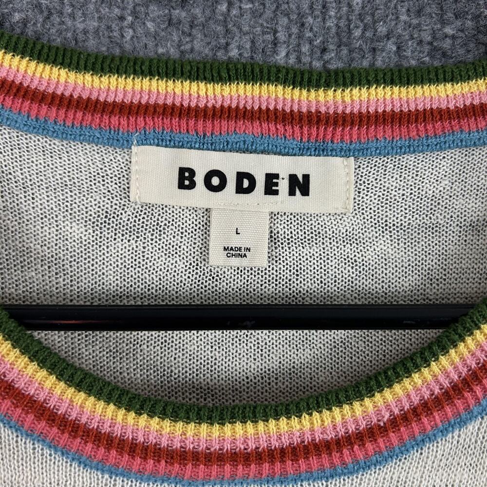 Boden Top Large Cream Josie Frilled 100% Linen Tank Rainbow Ruffle Summer Casual - Picture 7 of 12